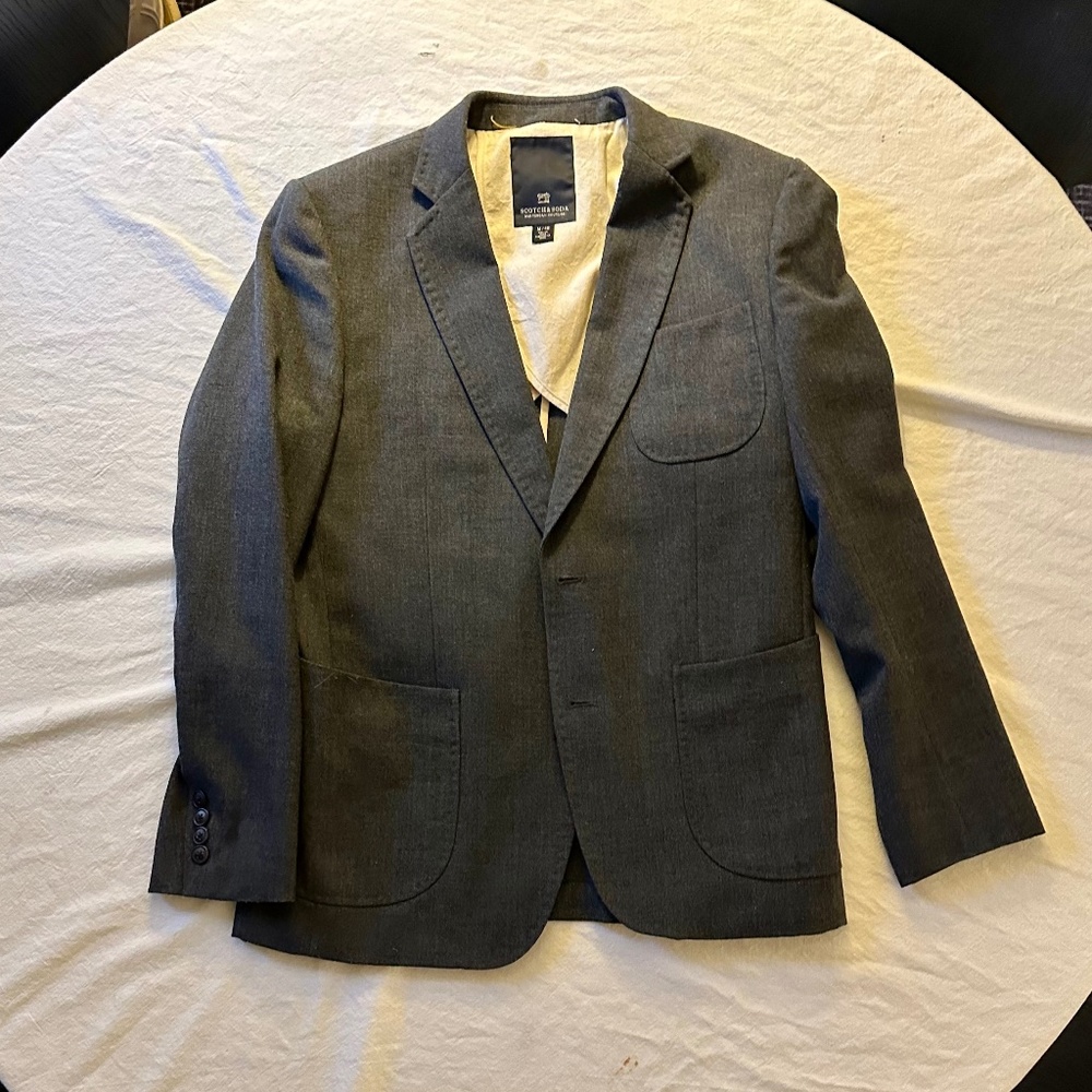 Mens Scotch & Soda grey stretch-wool blazer (Medium)